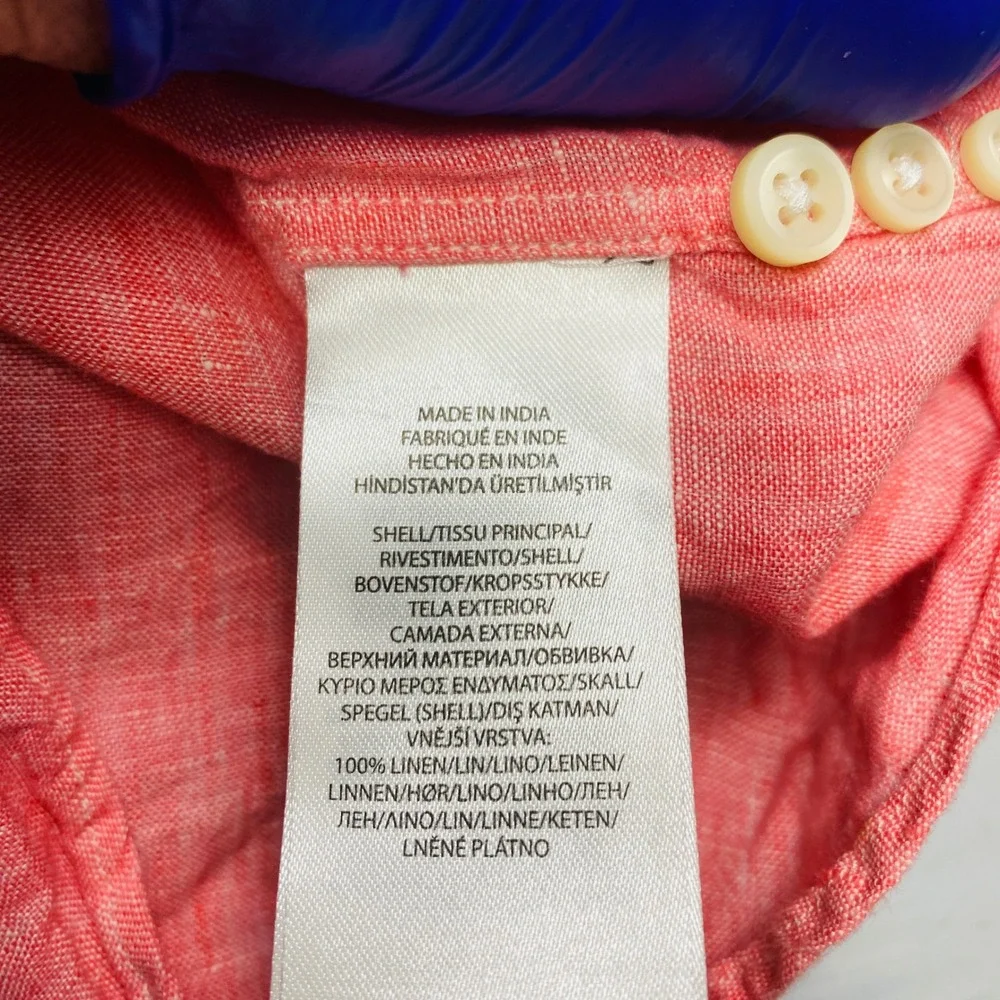 Polo Ralph Lauren Linen Shirt Men 2XLT Coral Pink Long Sleeve Pony Logo Big Tall
